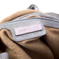 Jimmy Choo Silver Leather Star Studded Sky Bangle Hobo