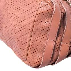 Jimmy Choo Nude Pink Perforated Leather Bardia Buckle Shoulder Bag
