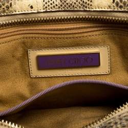 Pre Owned حقيبة كلتش جيمي تشو توليتا جلد ثعبان سوداء/ كريمية