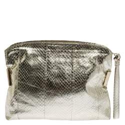 مملوكة مسبقًا حقيبة معصم جيمي تشو جلد ذهبية ميتالك