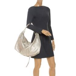 Pre Owned Jimmy Choo Metallic Gold Leather Large Hobo