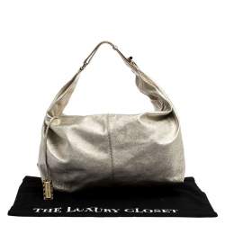 Pre Owned Jimmy Choo Metallic Gold Leather Large Hobo