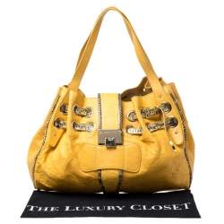 مملوكة مسبقًا حقيبة يد جيمي تشو ريكي حافة جلد نقشة الثعبان و جلد أصفر