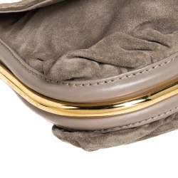 Jimmy Choo Beige Nubuck and Leather Flap Shoulder Bag