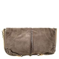 Jimmy Choo Beige Nubuck and Leather Flap Shoulder Bag