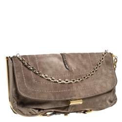 Jimmy Choo Beige Nubuck and Leather Flap Shoulder Bag