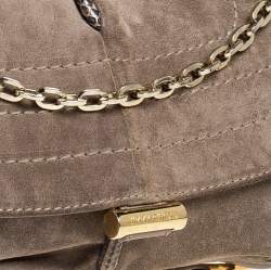 Jimmy Choo Beige Nubuck and Leather Flap Shoulder Bag