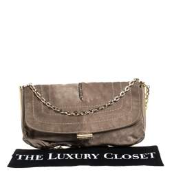 Jimmy Choo Beige Nubuck and Leather Flap Shoulder Bag