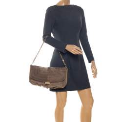 Jimmy Choo Beige Nubuck and Leather Flap Shoulder Bag
