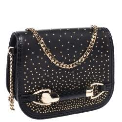 Pre Owned Jimmy Choo Black Studded Leather Zadie Crossbody Bag