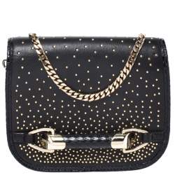 Pre Owned Jimmy Choo Black Studded Leather Zadie Crossbody Bag