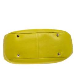 Pre Owned Jimmy Choo Neon Yellow Leather Rania Tote