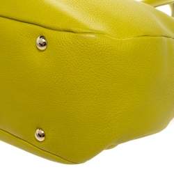 Pre Owned Jimmy Choo Neon Yellow Leather Rania Tote