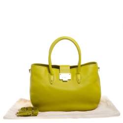 Pre Owned Jimmy Choo Neon Yellow Leather Rania Tote