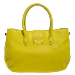 Pre Owned Jimmy Choo Neon Yellow Leather Rania Tote