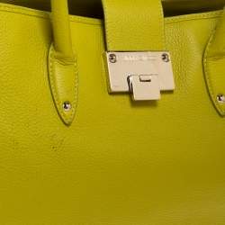 Pre Owned Jimmy Choo Neon Yellow Leather Rania Tote