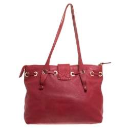 Pre Owned Jimmy Choo Red Leather Rhea Tote