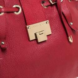 Pre Owned Jimmy Choo Red Leather Rhea Tote