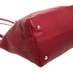 Pre Owned Jimmy Choo Red Leather Rhea Tote