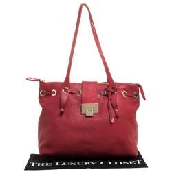 Pre Owned Jimmy Choo Red Leather Rhea Tote