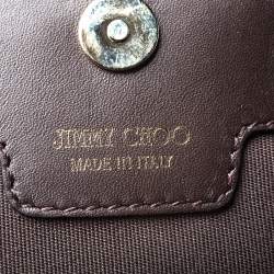 مملوكة مسبقًا Jimmy Choo Cream/Black Python Effect Leather Flap Wristlet Clutch 