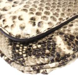 مملوكة مسبقًا Jimmy Choo Cream/Black Python Effect Leather Flap Wristlet Clutch 
