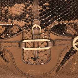 Pre Owned Jimmy Choo Metallic Bronze Python Leather Tulita Hobo