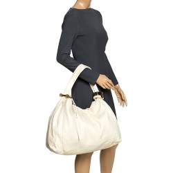 Pre Owned Jimmy Choo Cream Python Large Saba Hobo