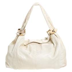 Pre Owned Jimmy Choo Cream Python Large Saba Hobo