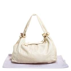 Pre Owned Jimmy Choo Cream Python Large Saba Hobo