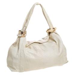 Pre Owned Jimmy Choo Cream Python Large Saba Hobo