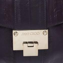 Pre Owned حقيبة كلتش جيمي تشو ريبيل جلد سمك الانقليس بنفسجي