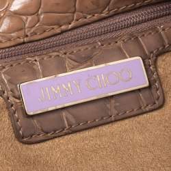 مملوكة مسبقًا حقيبة يد جيمي تشو رهيا شوبر جلد لامع نقشة التمساح بيج