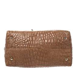 مملوكة مسبقًا حقيبة يد جيمي تشو رهيا شوبر جلد لامع نقشة التمساح بيج