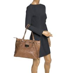 مملوكة مسبقًا حقيبة يد جيمي تشو رهيا شوبر جلد لامع نقشة التمساح بيج