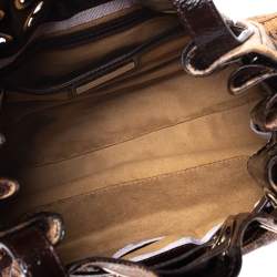 Jimmy Choo Brown Python Effect Patent Leather Ramona Tote