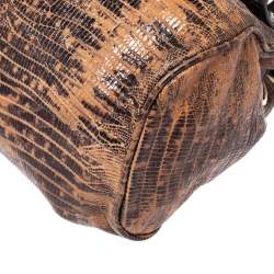 Jimmy Choo Brown Python Effect Patent Leather Ramona Tote