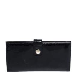 Pre Owned Jimmy Choo Black Patent Leather Continental Wallet