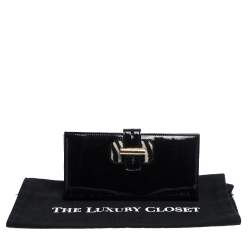Pre Owned Jimmy Choo Black Patent Leather Continental Wallet
