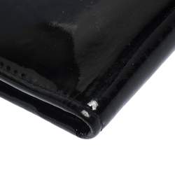 Pre Owned Jimmy Choo Black Patent Leather Continental Wallet
