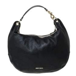 Jimmy Choo - Solar L Leather Hobo Bag Black