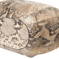 Pre Owned حقيبة هوبو جيمي تشو انا جلد ثعبان كريمي