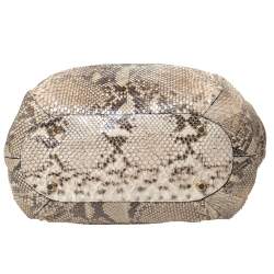 Pre Owned حقيبة هوبو جيمي تشو انا جلد ثعبان كريمي