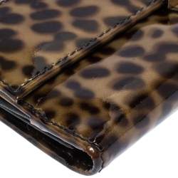 Pre Owned Jimmy Choo Brown Leopard Print Patent Leather Continental Wallet