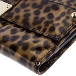 Pre Owned Jimmy Choo Brown Leopard Print Patent Leather Continental Wallet