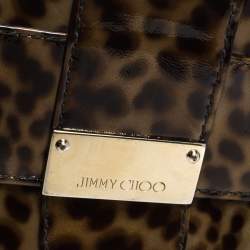 Pre Owned Jimmy Choo Brown Leopard Print Patent Leather Continental Wallet