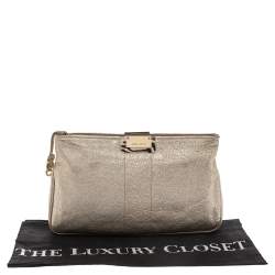 Pre Owned Jimmy Choo Metallic Gold Leather Zulu Clutch