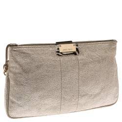 Pre Owned Jimmy Choo Metallic Gold Leather Zulu Clutch