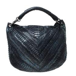 Jimmy Choo Holographic Python Effect Leather Sky Hobo