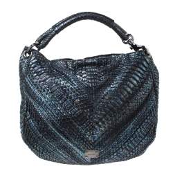 Jimmy Choo Holographic Python Effect Leather Sky Hobo